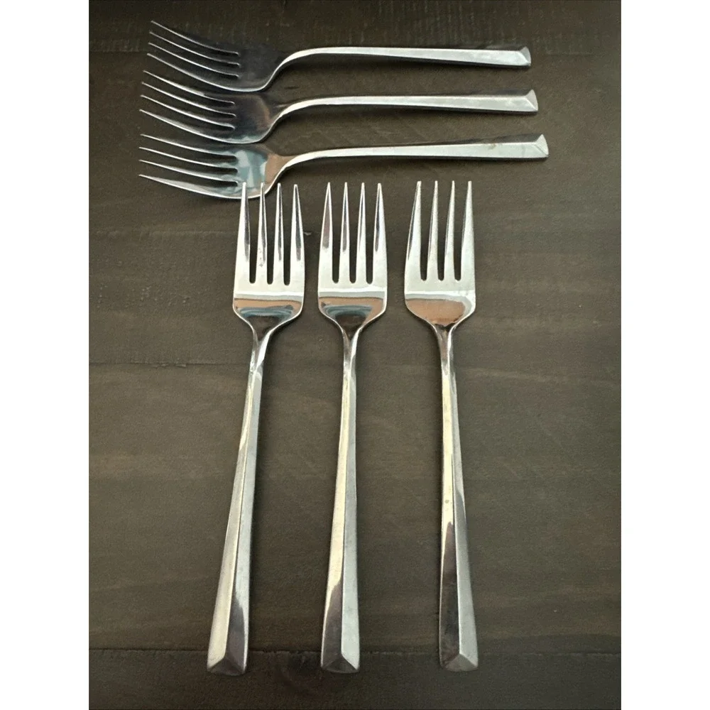 Reed and Barton Stainless Taos Korea Glossy Salad Forks Set Of 6